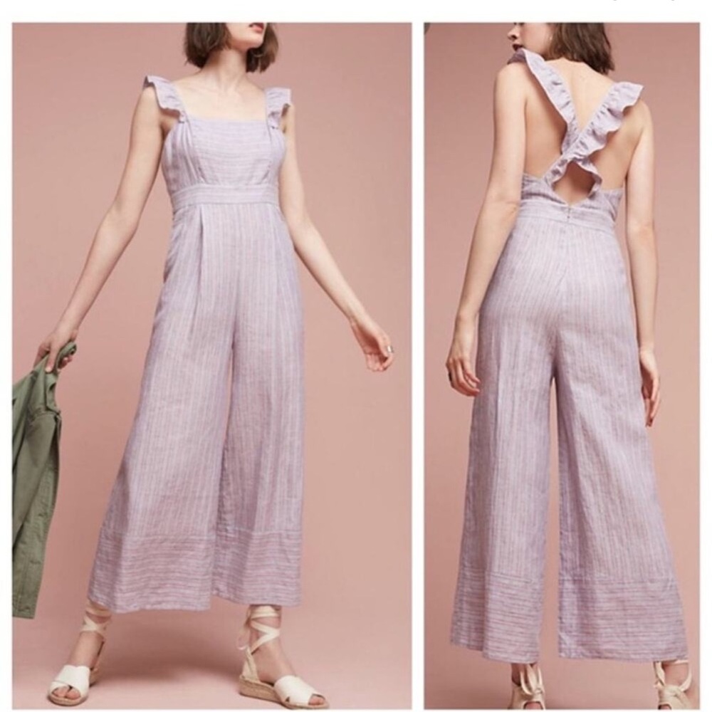 Anthropologie Elevenses Nantucket Linen jumpsuit